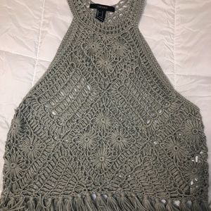 Forever 21 Crop Top Knitted Sz S Grey